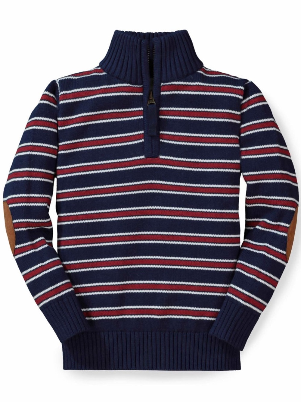 New Hope & Henry sweater 1/4 half zip striped knit toddler boys navy elbow patch